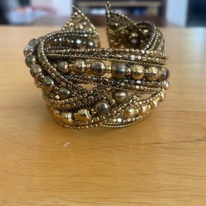 Gold beaded cuff bracelet, 2”wide.  Brand unknown.